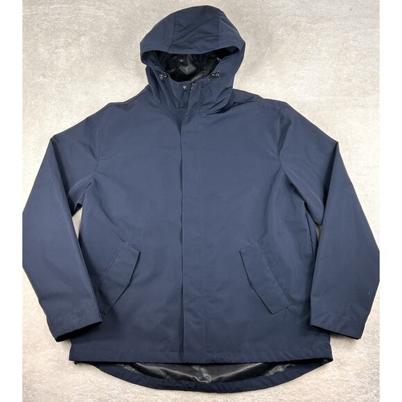 Line Of Trade Jacket Men’s Sz XXL Navy Blue Portland Rain Hooded Coat Full Zip - Picture 1 of 9